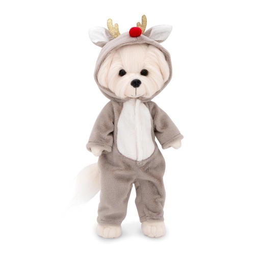 Lucky Doggy Mimi 38 cm Orange Toys pluszowy piesek biała suczka maltańczyk, zgina łapki, kombinezon z kapturem "Jelonek"
