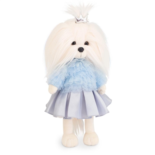 Lucky Doggy Mimi 38 cm Orange Toys pluszowy piesek biała suczka maltańczyk, zgina łapki, jasnoniebieska bluzeczka, spódniczka
