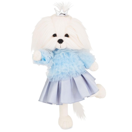 Lucky Doggy Mimi 38 cm Orange Toys pluszowy piesek biała suczka maltańczyk, zgina łapki, jasnoniebieska bluzeczka, spódniczka