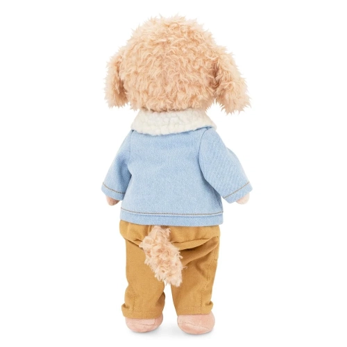 Lucky Doggy Sammy 38 cm Orange Toys pluszowy piesek beżowy pudel, zgina łapki, jeansowa kurteczka, musztardowe spodnie