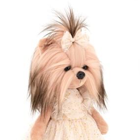Lucky Doggy Yoyo 38 cm Orange Toys pluszowy piesek jasnobeżowy yorkshire terrier, zgina łapki, tiulowa sukienka, kokardka
