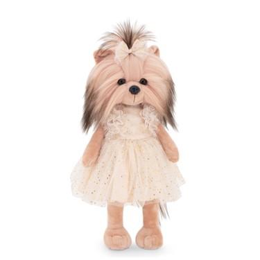 Lucky Doggy Yoyo 38 cm Orange Toys pluszowy piesek jasnobeżowy yorkshire terrier, zgina łapki, tiulowa sukienka, kokardka