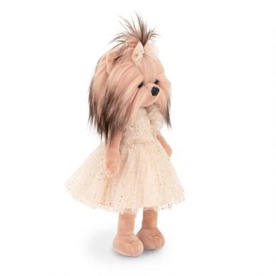 Lucky Doggy Yoyo 38 cm Orange Toys pluszowy piesek jasnobeżowy yorkshire terrier, zgina łapki, tiulowa sukienka, kokardka