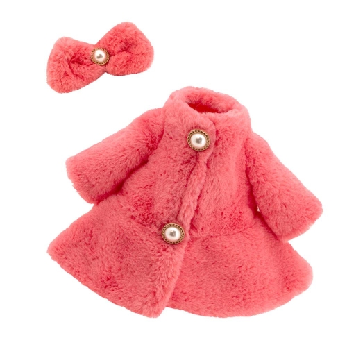 Oryginalne ubranko dla Lucky Doggy 38 cm Orange Toys, puszysty płaszczyk, kokardka
