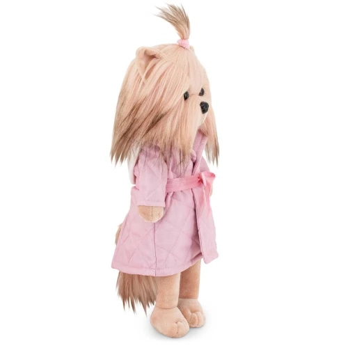 Lucky Doggy Yoyo 38 cm Orange Toys pluszowy piesek jasnobeżowy yorkshire terrier, zgina łapki, różowy pikowany płaszczyk, bluzka z kapturem