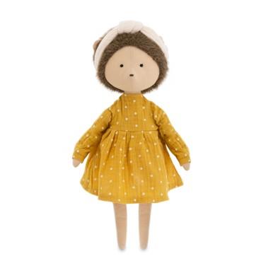 Cotti Motti Jeż Emmy 30 cm Orange Toys, materiałowa maskotka, żółta sukienka w groszki, opaska