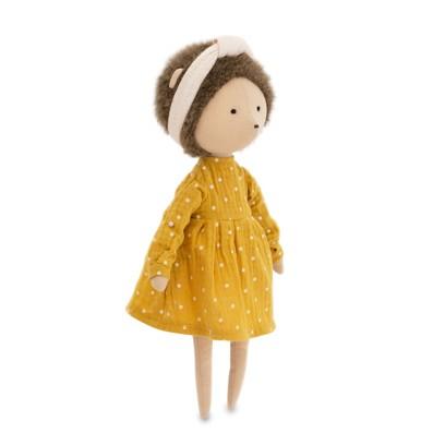 Cotti Motti Jeż Emmy 30 cm Orange Toys, materiałowa maskotka, żółta sukienka w groszki, opaska