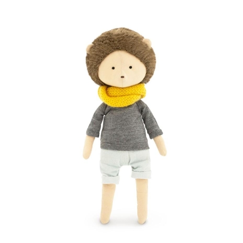 Cotti Motti Jeż Henry Koala 30 cm Orange Toys, materiałowa maskotka, żółty szalik, szara bluzka, krótkie spodenki