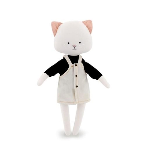 Cotti Motti Kot Christy 30 cm Orange Toys, materiałowa maskotka, czarna bluzeczka, sukienka na szelki