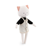Cotti Motti Kot Christy 30 cm Orange Toys, materiałowa maskotka, czarna bluzeczka, sukienka na szelki