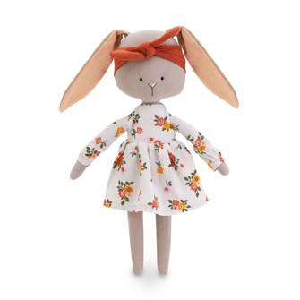 Cotti Motti Króliczek Lucy 30 cm Orange Toys, materiałowa maskotka, sukienka w kwiaty, pomarańczowa opaska
