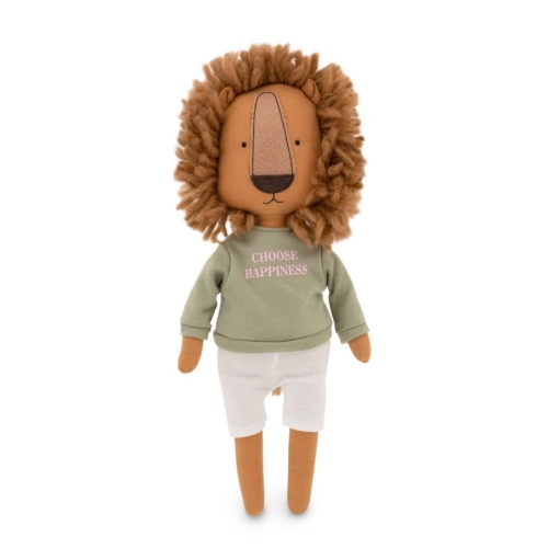 Cotti Motti Lew Simon 30 cm Orange Toys, materiałowa maskotka, bluzka z napisem, krótkie spodnie, w komplecie drugie ubranko - strój syrenki