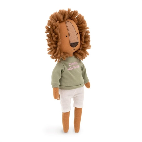 Cotti Motti Lew Simon 30 cm Orange Toys, materiałowa maskotka, bluzka z napisem, krótkie spodnie, w komplecie drugie ubranko - strój syrenki