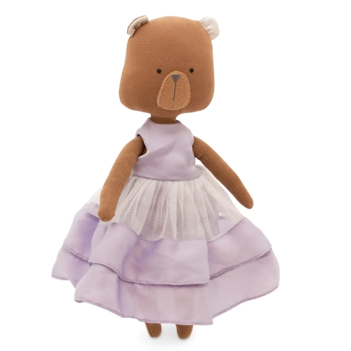 Cotti Motti Niedźwiedź Oscar 30 cm Orange Toys, materiałowa maskotka, jasnofioletowa sukienka, w komplecie drugie ubranko - strój syrenki