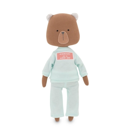 Cotti Motti Niedźwiedź Oscar 30 cm Orange Toys, materiałowa maskotka, jasnozielony dresik z napisem, w komplecie drugie ubranko - strój syrenki