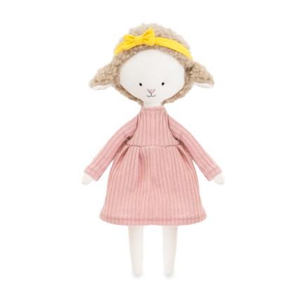 Cotti Motti Owca Zoe 30 cm Orange Toys, materiałowa maskotka, żółta opaska, różowa sukienka