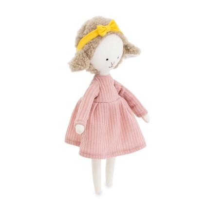 Cotti Motti Owca Zoe 30 cm Orange Toys, materiałowa maskotka, żółta opaska, różowa sukienka