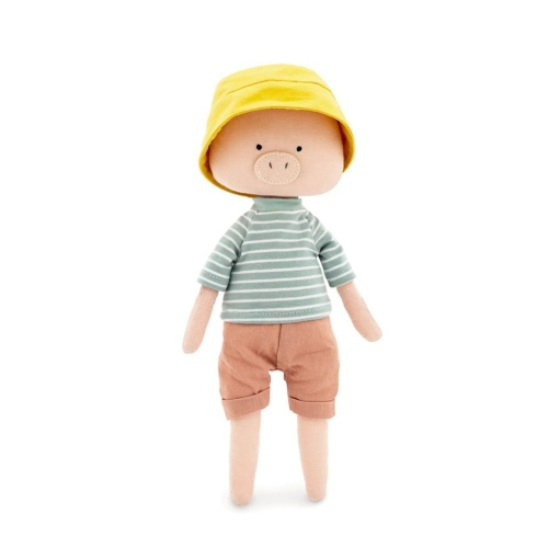 Cotti Motti Świnka Niky 30 cm Orange Toys, materiałowa maskotka, kapelusz, bluzka, krótkie spodnie