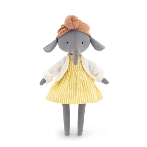Cotti Motti Słoń Alicja 30 cm Orange Toys, materiałowa maskotka, sukienka, sweterek, turban