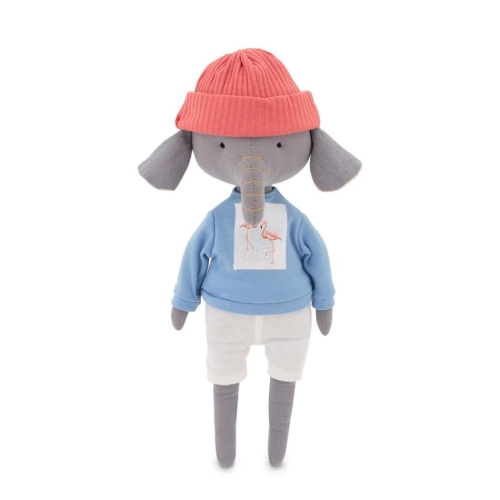 Cotti Motti Słoń Ali 30 cm Orange Toys, materiałowa maskotka, czapeczka, bluzka z flamingami, krótkie spodenki, w komplecie drugie ubranko - strój syrenki