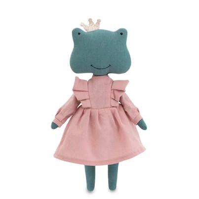 Cotti Motti Żaba Fiona 30 cm Orange Toys, materiałowa maskotka, różowa sukienka z falbankami