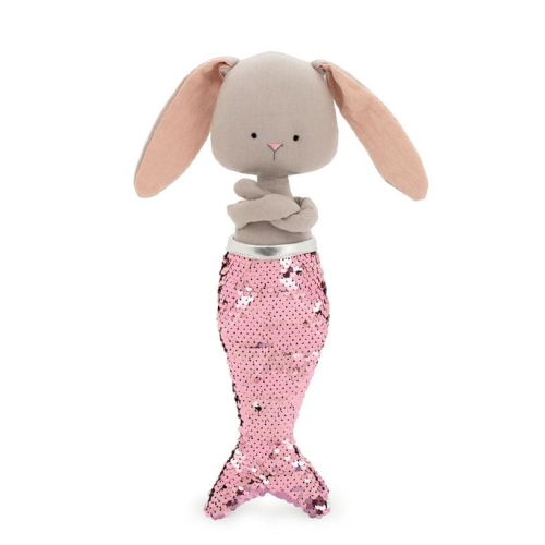 Cotti Motti Króliczek Lucy 30 cm Orange Toys, materiałowa maskotka, cekinowy syreni ogon