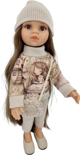 Komplet dla lalki Paola Reina Amigas 32 cm, czapka, bluza, spodnie, torebka