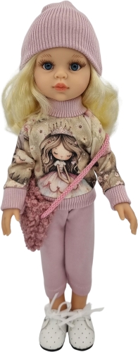 Komplet dla lalki Paola Reina Amigas 32 cm, czapka, bluza, spodnie, torebka