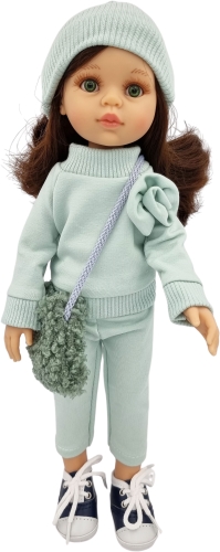 Komplet dla lalki Paola Reina Amigas 32 cm, czapeczka, bluza, spodnie, torebka