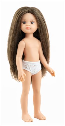 Lalka Hiszpańska 32 cm Paola Reina Amigas 14881 Nora, klasyczna, cała z winylu, w majteczkach, bez ubranka, proste brązowe włosy, brązowe oczy
