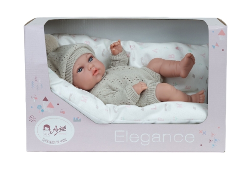 Lalka Hiszpańska 30 cm Arias 60976 cała z winylu, chłopiec, w ubranku, poduszka
