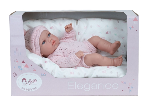 Lalka Hiszpańska 30 cm Arias 60975 cała z winylu, dziewczynka, w ubranku, poduszka