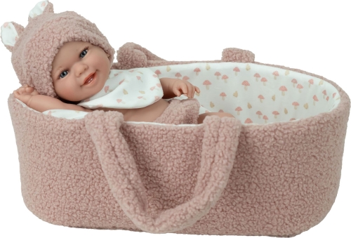 Lalka Hiszpańska 33 cm Arias 50973, bobas dziewczynka, czapeczka, śliniaczek, majteczki, nosidełko z podusią