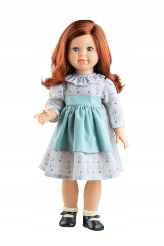 Lalka Hiszpańska 60 cm Paola Reina Las Reinas 06581 Sandra, cała z winylu, przegubowa ruchome stawy, kasztanowe włosy, sukienka, skarpetki, majteczki, buciki