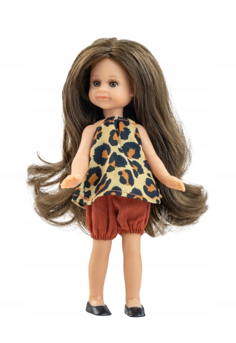 Lalka Hiszpańska 21 cm Paola Reina Mini Amigas 02140 Nahia, cała z winylu, brązowe włosy, bluzeczka, spodenki bloomersy, buciki
