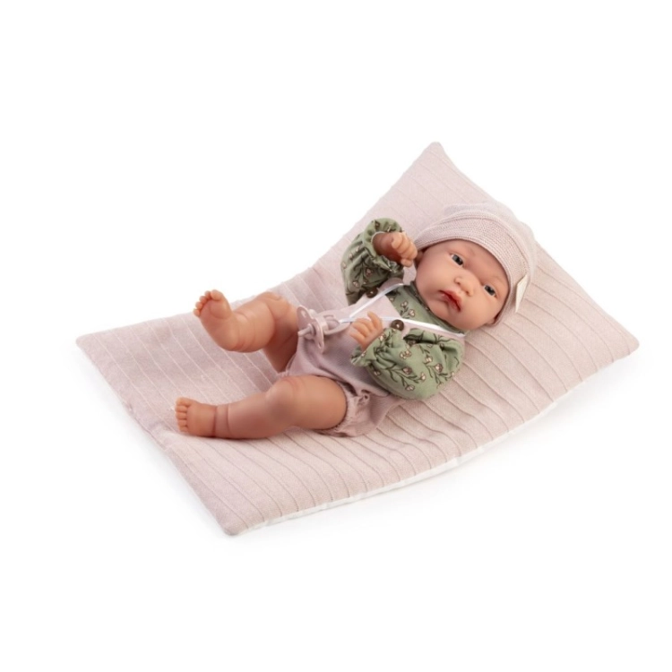 Lalka Hiszpańska 33 cm Antonio Juan 60151 Toneta, bobas cały z winylu, dziewczynka, bluzeczka, spodenki na szelki, czapeczka, smoczek, poduszka