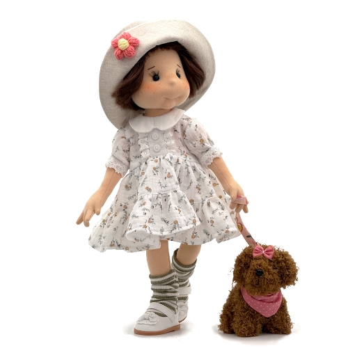 Lalka 38 cm Lullu Dolls Malwinka w ubranku, 3 warianty wyboru, na zdjęciu wariant 3 kolekcjonerski (F.A.B.), piesek Tosia