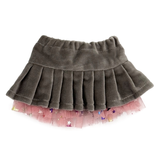 Spódnica welurowa dla lalki 38 cm Lullu Dolls w kolorze szarym z tiulową halką w połyskujące gwiazdeczki