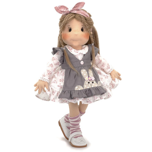 Sukienka Alicja dla lalki 38 cm Lullu Dolls z lnianym fartuszkiem