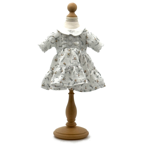 Sukienka w drobne kwiatuszki dla lalki 38 cm Lullu Dolls, z białym kołnierzykiem i guziczkami