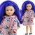 Lalka Hiszpańska 21 cm Paola Reina Mini Amigas 02139 Maria Jose, cała z winylu, niebieskie włosy, tunika z kapturem, majteczki, buciki
