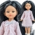 Lalka Hiszpańska 21 cm Paola Reina Mini Amigas 02141 Paula, cała z winylu, czarne włosy z jasnymi pasemkami, sukienka, majteczki, buciki