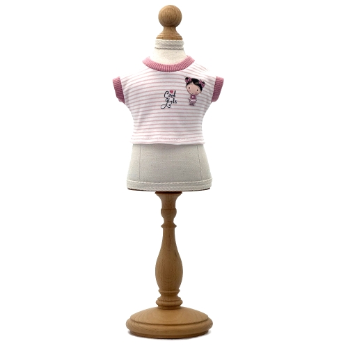 Bluzka Cool Girls dla lalki 38 cm Lullu Dolls, krótki rękaw, w paseczki, z aplikacją