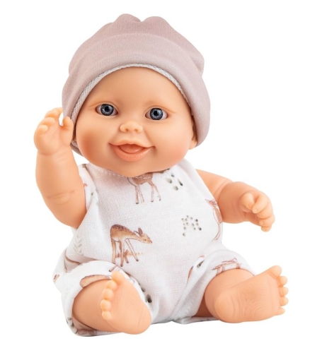 Lalka Hiszpańska 21 cm Paola Reina 30209 Peques, bobas cały z winylu, chłopiec, rampers, czapeczka