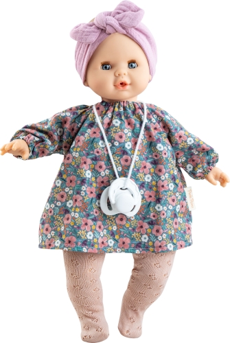 Lalka Hiszpańska 36 cm Paola Reina 08059 Sonia, bobas miękki brzuszek, zamyka oczy, płacze, mówi: mama, papa, bez włosów, opaska na głowę, sukienka, rajstopki, magnetyczny smoczek