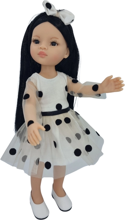 Sukienka z tiulu w kropeczki i opaska dla lalki Paola Reina Amigas 32 cm