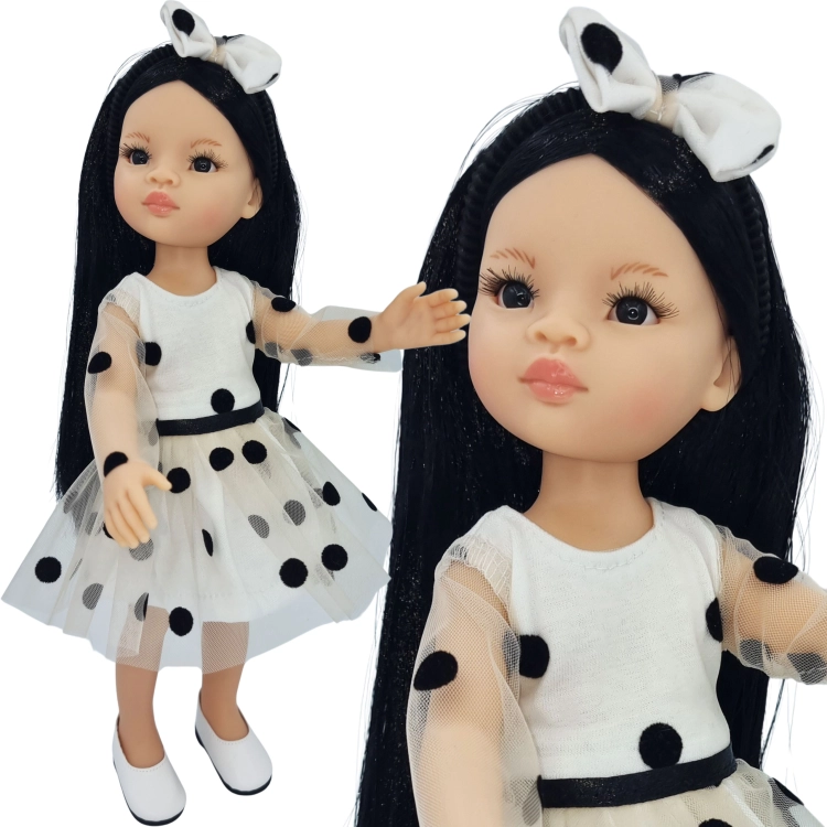 Sukienka z tiulu w kropeczki i opaska dla lalki Paola Reina Amigas 32 cm