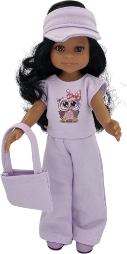 Komplet dla lalki Paola Reina Amigas 32 cm, opaska z daszkiem, bluzeczka, spodnie, torebka