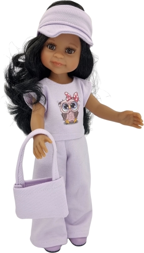 Komplet dla lalki Paola Reina Amigas 32 cm, opaska z daszkiem, bluzeczka, spodnie, torebka