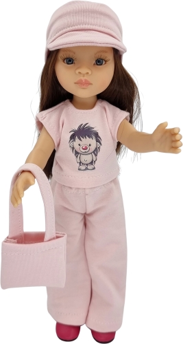 Komplet dla lalki Paola Reina Amigas 32 cm, opaska z daszkiem, bluzeczka, spodnie, torebka